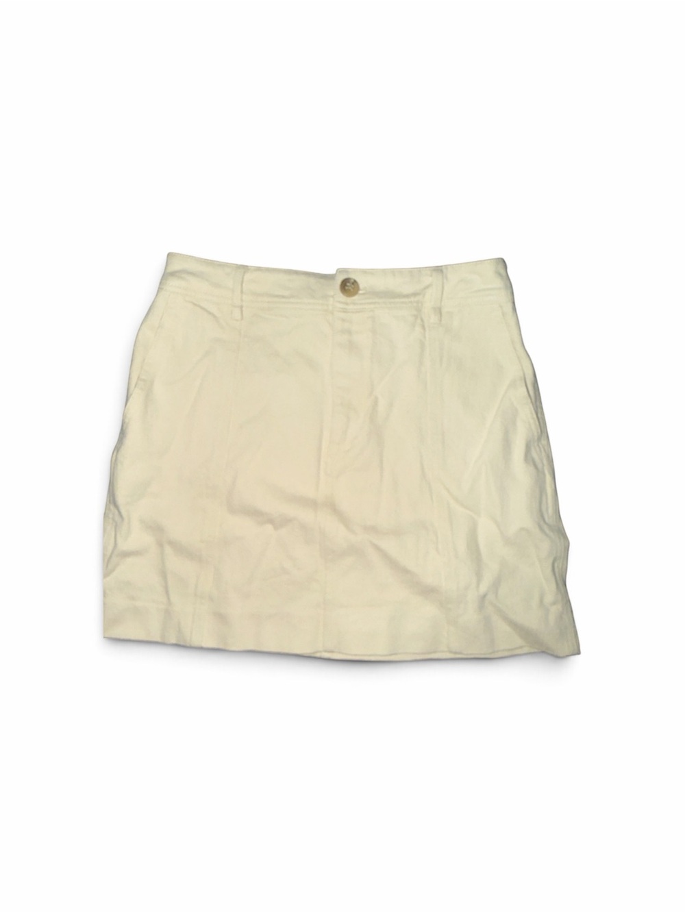 Madewell Cream Mini Skirt with Front Button